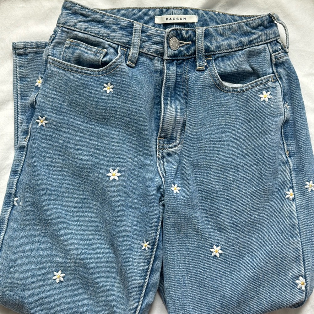Pacsun Mom Jeans size 22 with flower embroidery